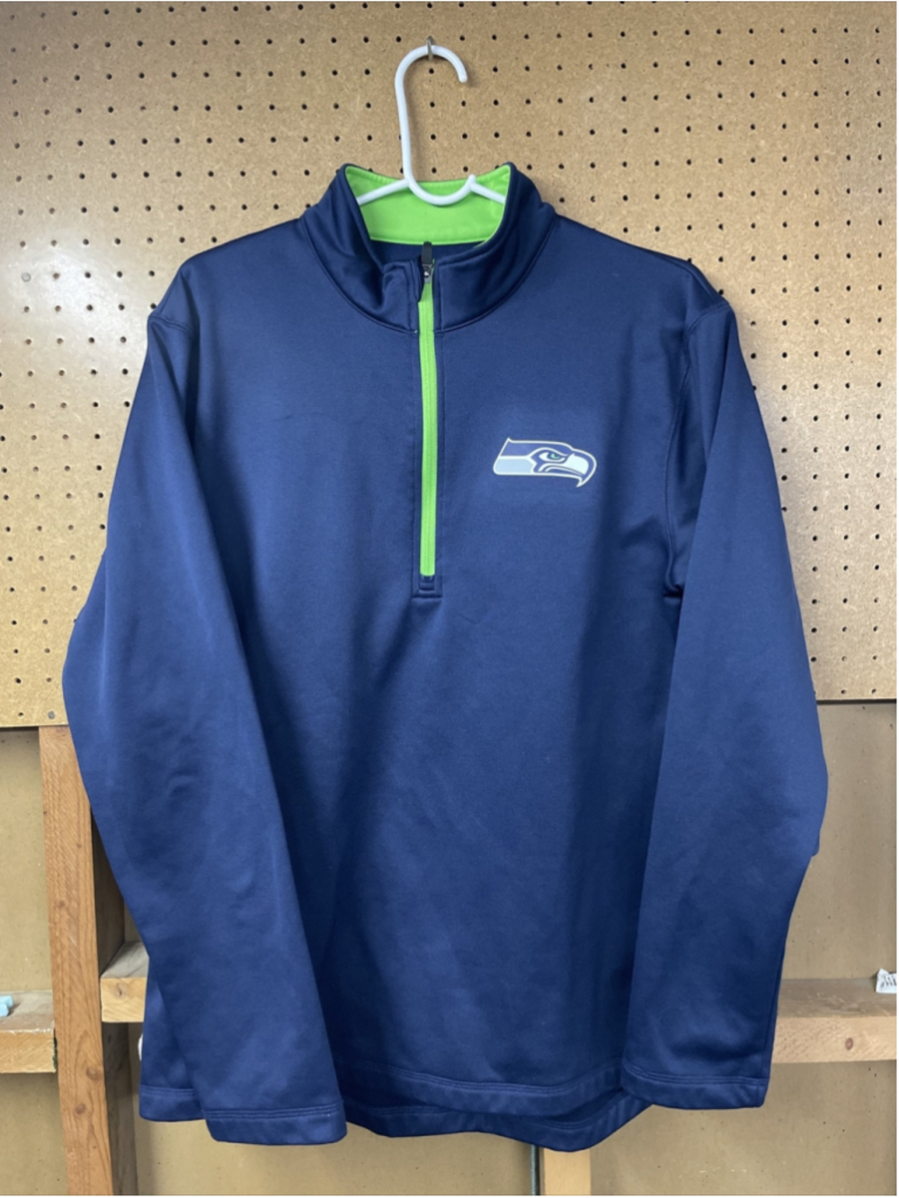 Seattle Seahawks NFL Majestic Thermabase 1/4 Zip Pullover Sweat Shirt Medium